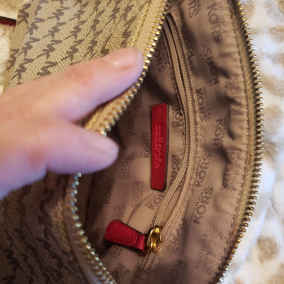 SOLD-Michael Kors Raspberry Tan Crossbody - Picture 8 of 9